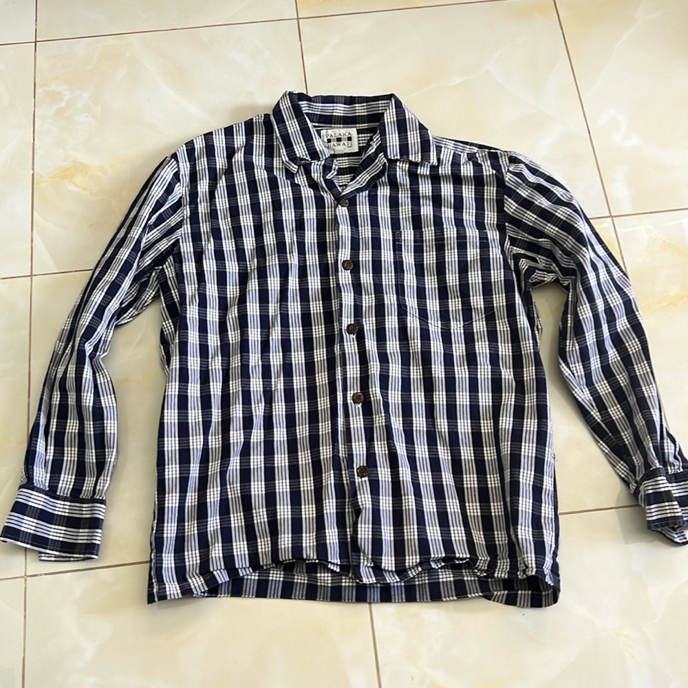 Men's Blue Plaid Dress Shirt